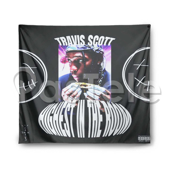 Travis Scott Highest in The Room Custom Printed Silk Fabric Tapestry Indoor Wall Decor Hanging Home Art Decorative Wall Painting