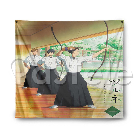 Tsurune Custom Printed Silk Fabric Tapestry Indoor Wall Decor Hanging Home Art Decorative Wall Painting