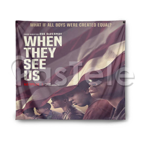 When They See Us Custom Printed Silk Fabric Tapestry Indoor Wall Decor Hanging Home Art Decorative Wall Painting