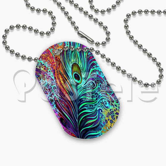 peacock feather Custom Art Personalized Dog Tags ID Name Tag Pet Tag