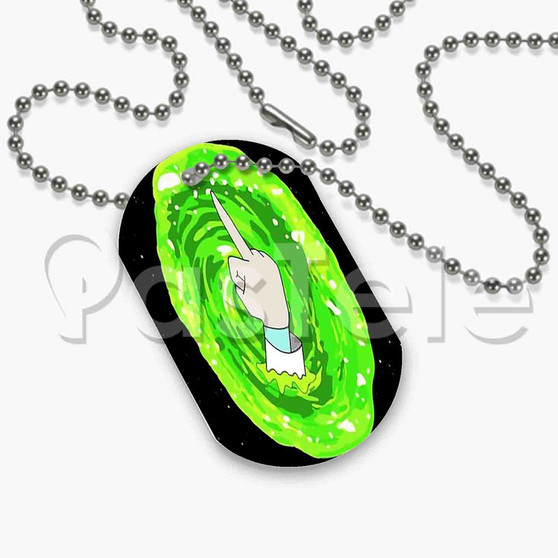 Rick and Morty Middle Finger Custom Art Personalized Dog Tags ID Name Tag Pet Tag