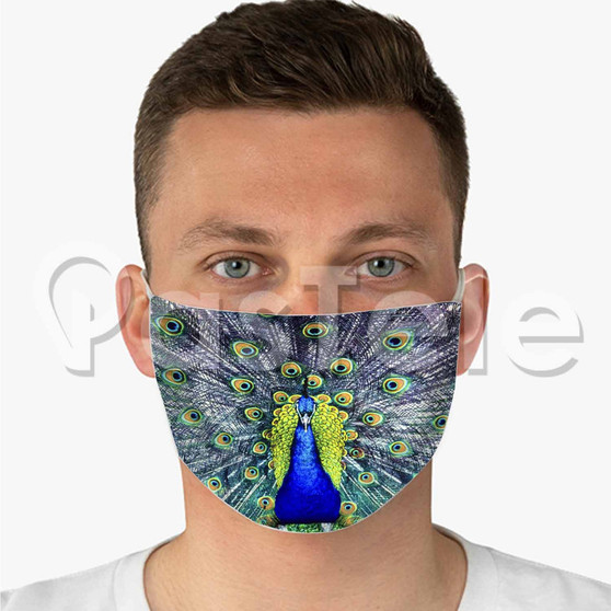 peacock Custom Personalized Fabric Face Mask Polyester Two Layers Cloth