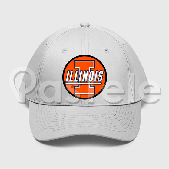 Illinois Fighting Illini Custom Unisex Twill Hat Embroidered Cap Black White