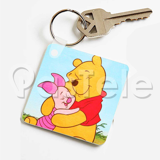 Pooh and Piglet Custom Personalized Art Keychain Key Ring Jewelry Necklaces Pendant Two Sides