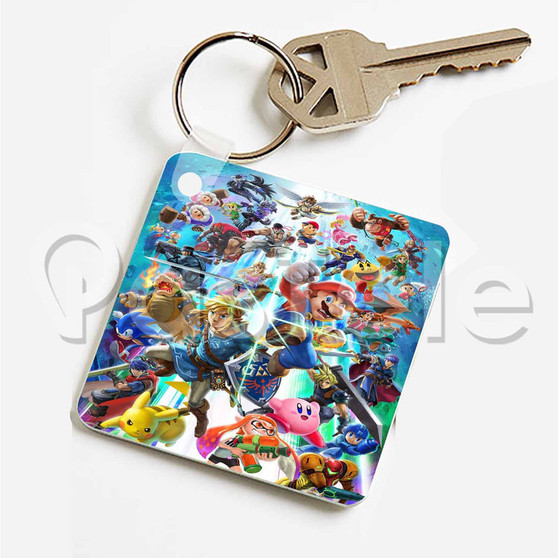Super Smash Bros Ultimate Custom Personalized Art Keychain Key Ring Jewelry Necklaces Pendant Two Sides
