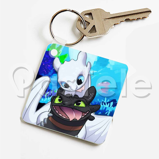 Toothless and Lightfury Custom Personalized Art Keychain Key Ring Jewelry Necklaces Pendant Two Sides