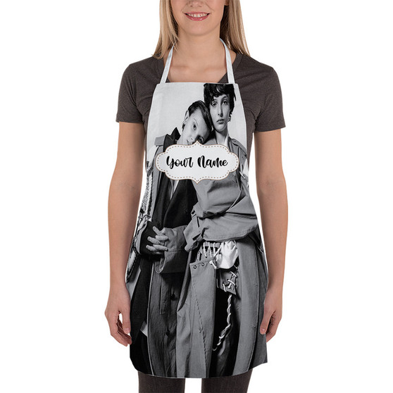 Pastele Millie Bobby Brown and Finn Wolfhard Custom Personalized Name Kitchen Apron