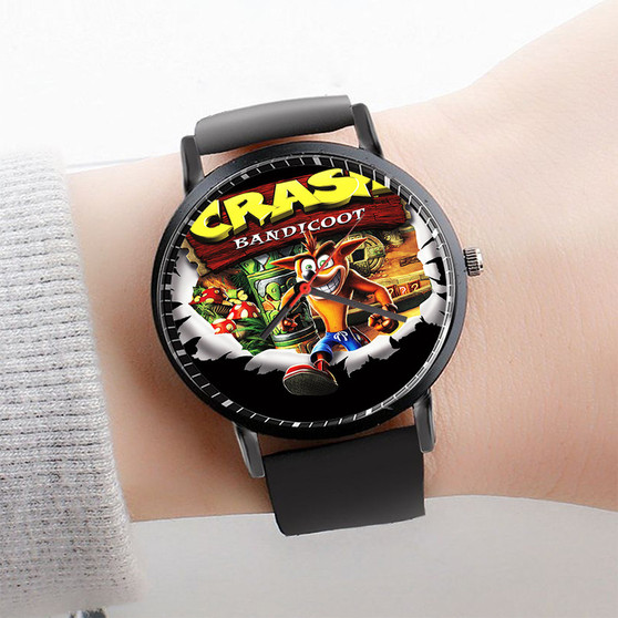 Pastele Crash Bandicoot Watch Custom Unisex Black Quartz Watch Premium Gift Box Watches