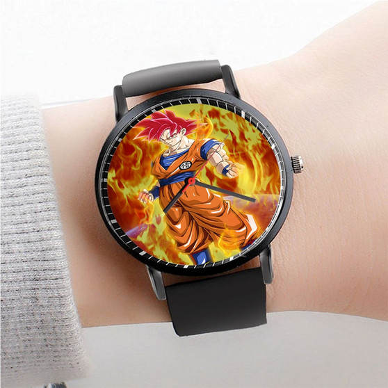 Pastele Goku Super Saiyan God Dragon Ball Watch Custom Unisex Black Quartz Watch Premium Gift Box Watches