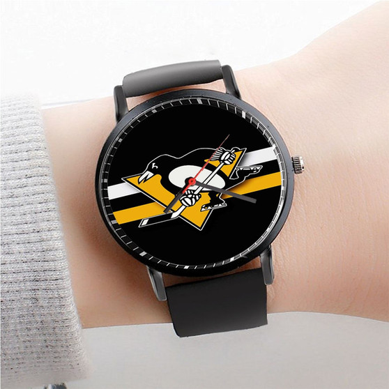 Pastele Pittsburgh Penguins NHL Watch Custom Unisex Black Quartz Watch Premium Gift Box Watches