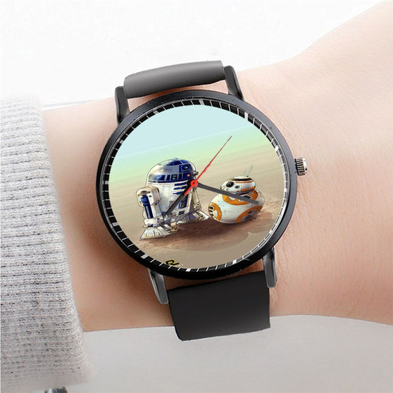 Pastele R2 D2 and BB8 Star Wars The Force Awakens Watch Custom Unisex Black Quartz Watch Premium Gift Box Watches