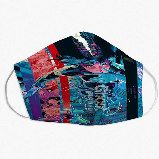 Pastele Ghost in the Shell Custom Fabric Face Mask Polyester Two Layers Cloth Washable Non-Surgical Protective Face Mask