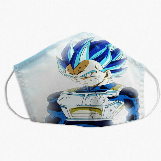 Pastele Vegeta Super Saiyan Blue Custom Fabric Face Mask Polyester Two Layers Cloth Washable Non-Surgical Protective Face Mask