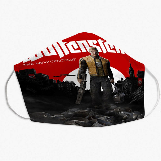 Pastele Wolfenstein II The New Colossus Custom Fabric Face Mask Polyester Two Layers Cloth Washable Non-Surgical Protective Face Mask