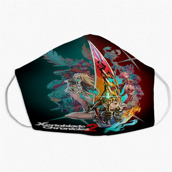 Pastele Xenoblade Chronicles 2 Custom Fabric Face Mask Polyester Two Layers Cloth Washable Non-Surgical Protective Face Mask