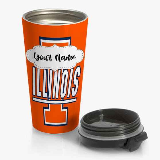 Pastele Illinois Fighting Illini Custom Personalized Name Steinless Steel Travel Mug