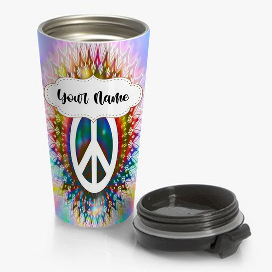 Pastele Peace Mandala Custom Personalized Name Steinless Steel Travel Mug