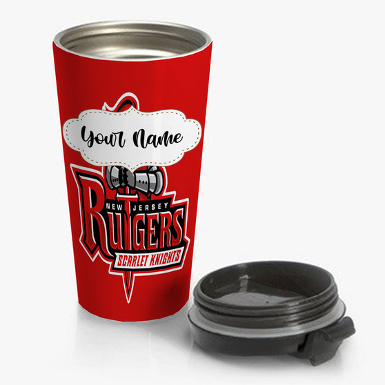 Pastele Rutgers Scarlet Knights Custom Personalized Name Steinless Steel Travel Mug