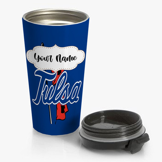 Pastele Tulsa Golden Hurricane Custom Personalized Name Steinless Steel Travel Mug