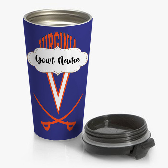Pastele Virginia Cavaliers Custom Personalized Name Steinless Steel Travel Mug