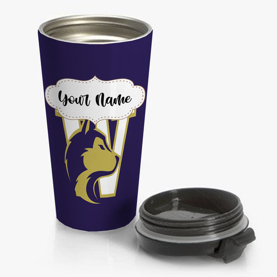 Pastele Washington Huskies Custom Personalized Name Steinless Steel Travel Mug