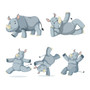 Pastele Cute Rhinos Clipart Collection Set of Digital Download Editable Artwork Ready to Use PNG EPS 300 Dpi File Bundles Clip Art for Wallpaper Wall Decor T-Shirt Clothing Fabric Print Embroidery Paper products Invitations Greeting cards Stickers