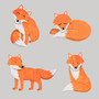 Pastele Cute Watercolor Foxes Clipart Collection Set of Digital Download Editable Artwork Ready to Use PNG EPS 300 Dpi File Bundles Clip Art for Wallpaper Wall Decor T-Shirt Clothing Fabric Print Embroidery Paper products Invitations Greeting cards