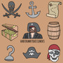 Pastele Hand Drawn Decorative Pirate Element Clipart PNG Eps 300 Dpi File Collection Editable Printable Artwork Vector Design Graphics Transparent Background Scrapbook Print Paper Product T-Shirt Tank Top Wall Decor Stickers Digital Download