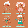 Pastele Hand Drawn Flat Gingerbread Man Cookies Clipart PNG Eps 300 Dpi File Collection Editable Printable Artwork Vector Design Graphics Transparent Background Scrapbook Print Paper Product T-Shirt Tank Top Wall Decor Stickers Digital Download