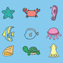 Pastele Hand Drawn Sea Creature Clipart Digital Download Printable File Editable Artwork Instant Downoad PNG EPS File 300 Dpi Paper Products Invitations Greeting Card Stickers Birthday Clothing Stationary Scrapbooking