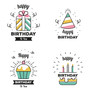 Pastele Linier Birthday Stickers Collection Printable Editable Instant Digital Download 300 Dpi PNG EPS File Megabundle Illustrations Cute Hand Drawn Images Sticker for Fabric Clothing Embroidery Decoration Commercial Personal Use