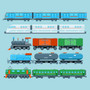 Pastele Railway Trains Clipart Collection Set of Digital Download Editable Artwork Ready to Use PNG EPS 300 Dpi File Bundles Clip Art for Wallpaper Wall Decor T-Shirt Clothing Fabric Print Embroidery Paper products Invitations Stickers