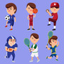 Pastele Set Of Athletes Player Soccer Basketball Baseball American Football Tennis Badminton Clipart PNG Bundles EPS 300 Dpi File Ready to Use Editable printable Vector Artwork Instant Digital Download for Print to Fabric Textile Clothing Stickers