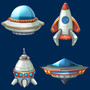 Pastele Spaceship And Ufo Rocket Instant Digital Download CLipart PNG EPS File 300 Dpi Printable Editable Artwork Vector  Clip Art Decoration Wall Decor Wallpaper Art T-Shirt Clothing Paper Print Stickers Embroidery Invitation Greeting Card