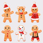 Pastele Watercolor Winter Gingerbread Man Cookie Set of Clipart Collection Printable Editable Digital Download PNG EPS File 300 Dpi Clip Art for Paper Products Invitations Greeting Card Stickers Embroidery Clothing Commercial and Personal Use