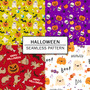 Pastele Halloween Set of Seamless Pattern Repeating Images Background Instant Digital Download High Resolution PNG JPG 300 Dpi File Texture Editable Printable to Fabric Textile Digital Paper Repeat Image Surface Pattern Vector