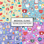 Pastele Medical Clinic Seamless Pattern Digital Download PNG JPG High Resolution 300 Dpi Repeating Pattern Fill Background Editable Printable for Textile Fabric Wallpaper Wall Art Decor Paper Product Clothing Personal and Commercial Use