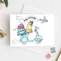 Pastele Bon Voyage Vespa 4x6 Inch Greeting Card Template High Resolution Images Editable Printable in Canva Digital Download File Self Editing Text Quotes Messages Personalized Greeting Card Birthday Emigrating Card Love Wedding Anniversary