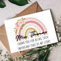 Pastele Rainbow Floral Thank You Teacher 4x6 Inch Custom Personalized Greeting Card Digital Download File Template Editable in Canva Message Card Custom Text Easy Self Editing Girlfriend Happy Birtday New Born Graduation Printable Greeting Card