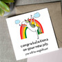 Pastele Congratulaions New Job Unicorn 5x5 Inch Personalized Greeting Card Template Digital Download File Editable in Canva Custom Text Easy Self Editing Quotes Gift Card Wedding Happy Brithday New Born Mothers Day Fathers Day Graduation Monogram