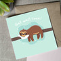 Pastele Get Well Soon Sloth 5x5 Inch Custom Greeting Card Template Editable in Canva Digital Download 300 Dpi File Easy Self Editing Custom Text Greeting Card Wedding Bridesmaid Happy Birthday Gift Quotes Graduation New Born Printable