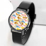 Pastele New Winnie The Pooh Stained Glass Custom Unisex Black Quartz Watch Premium Gift Box Watches