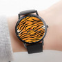 Pastele Tiger Skin Custom Watch Awesome Unisex Black Classic Plastic Quartz Watch for Men Women Premium Gift Box Watches