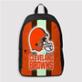Pastele Cleveland Browns NFL Custom Backpack Personalized School Bag Travel Bag Work Bag Laptop Lunch Office Book Waterproof Unisex Fabric Backpack