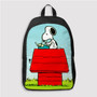 Pastele Snoopy The Peanuts Typing Custom Backpack Personalized School Bag Travel Bag Work Bag Laptop Lunch Office Book Waterproof Unisex Fabric Backpack