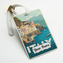 Pastele Amalfi Coast Italy Custom Luggage Tags Personalized Name PU Leather Luggage Tag With Strap Awesome Baggage Hanging Suitcase Bag Tags Name ID Labels Travel Bag Accessories