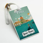 Pastele Venice Italy City Of Water Custom Luggage Tags Personalized Name PU Leather Luggage Tag With Strap Awesome Baggage Hanging Suitcase Bag Tags Name ID Labels Travel Bag Accessories