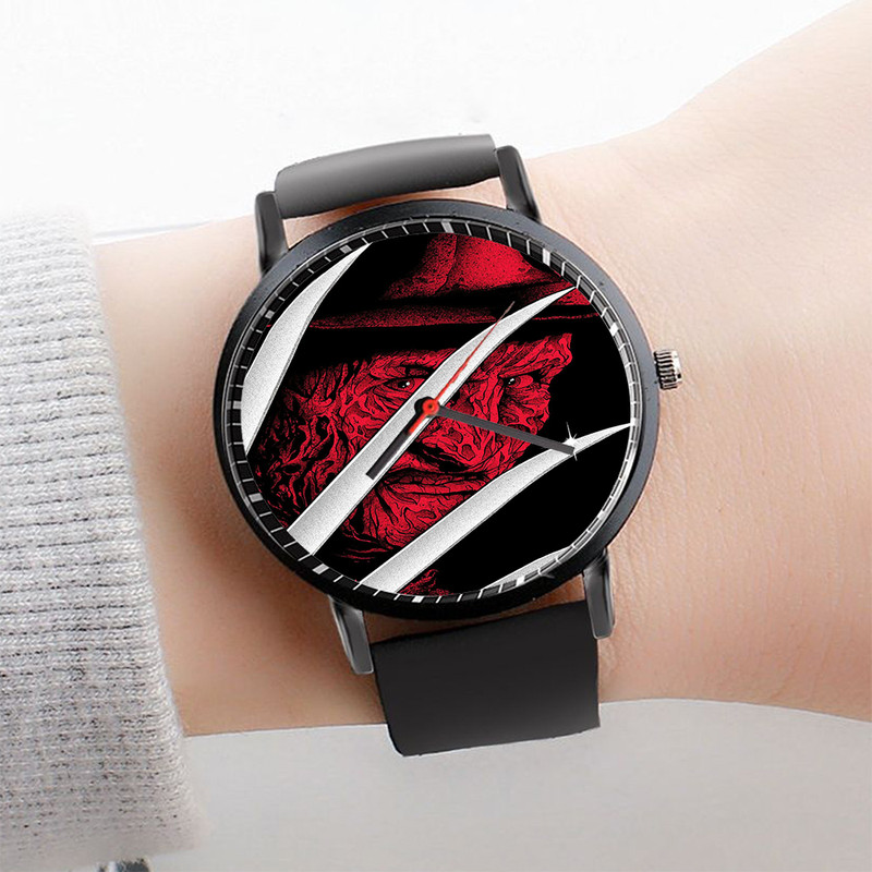 Five Nights At Freddy's Freddy Fazbear Quartz Black Leather Band Wrist Watch  - Walmart.com