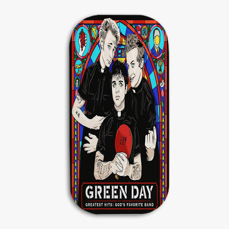 Pastele Green Day Greatest Hits God s Favorite Band Phone Click-On Grip  Custom Pop Up Stand Holder Apple iPhone Samsung