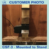 Cat feeder mounted to 2x4 and custom stand by customer